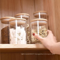 Glass Kitchen Canisters Clear Glass Food Storage Jar With Airtight Bamboo Lids GSJ-03S